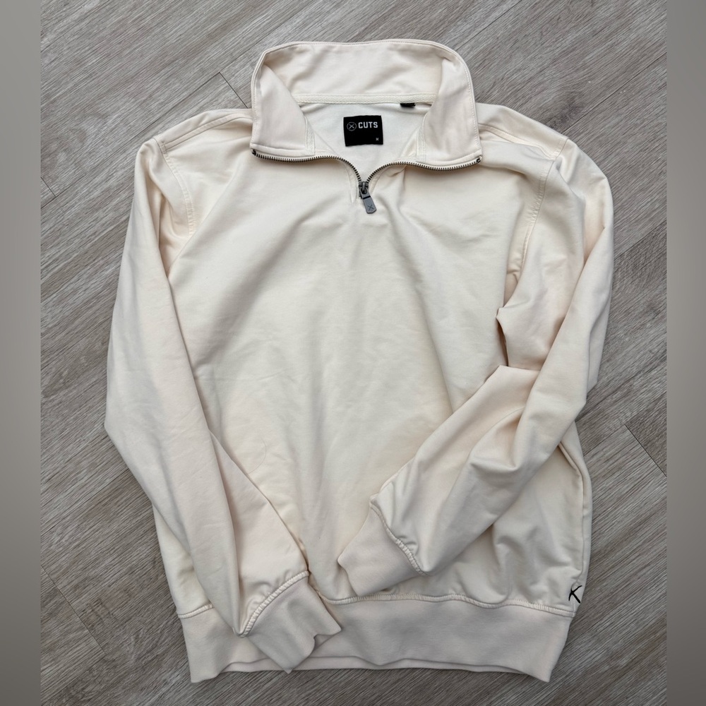 Cuts Clothing Mens Hyperloop Quarter Zip “Ivory” Color - New Never Worn size M